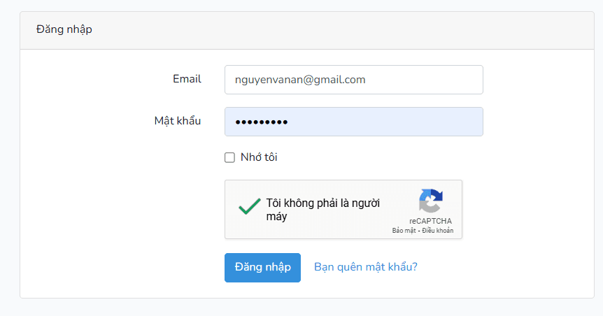 Trang đăng nhập